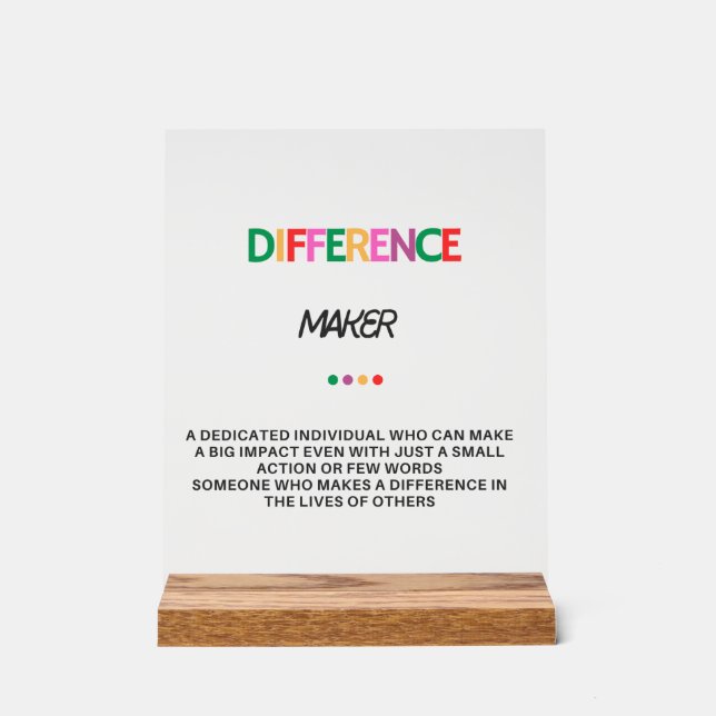 Panneau En Acrylique Cadeaux Créateurs De Différences Pour Femmes, Cade (Recto)