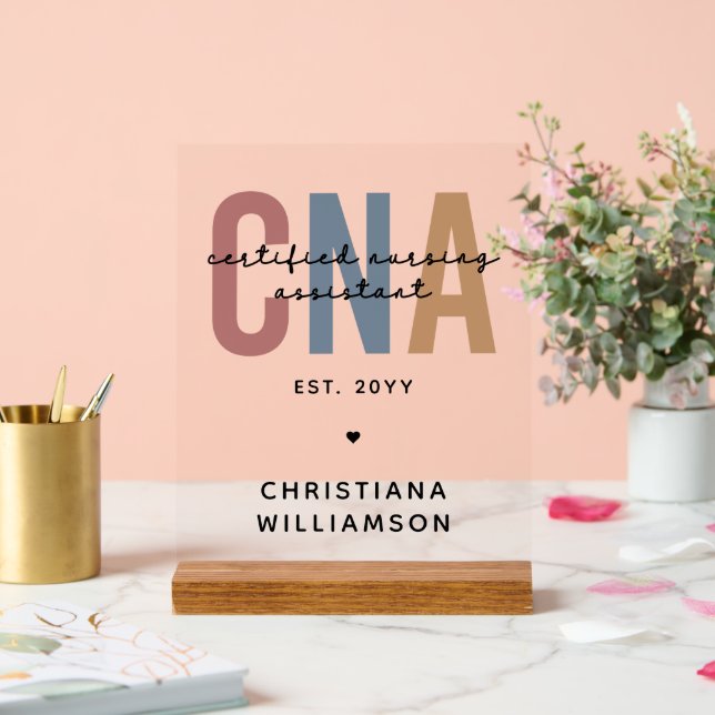 Panneau En Acrylique Cadeaux de l'adjoint infirmier certifié rétro de l (Mariage)