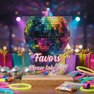 Panneau En Acrylique Cadeaux de mariage boule disco soirée rétro 70