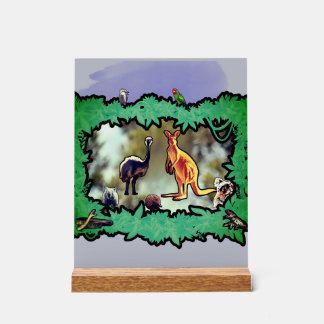 Panneau En Acrylique Cadre de broussailles de la faune australienne
