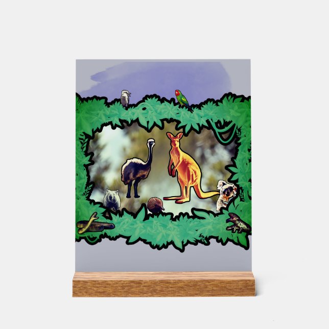 Panneau En Acrylique Cadre de broussailles de la faune australienne (Recto)