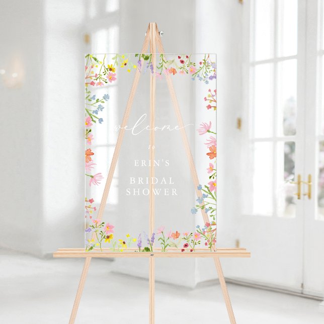 Panneau En Acrylique Cadre de fleurs sauvages rustique pour la bienvenu (Créateur téléchargé)