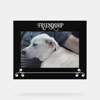 Panneau En Acrylique Cadre de photo de chien et de papa en noir et blan