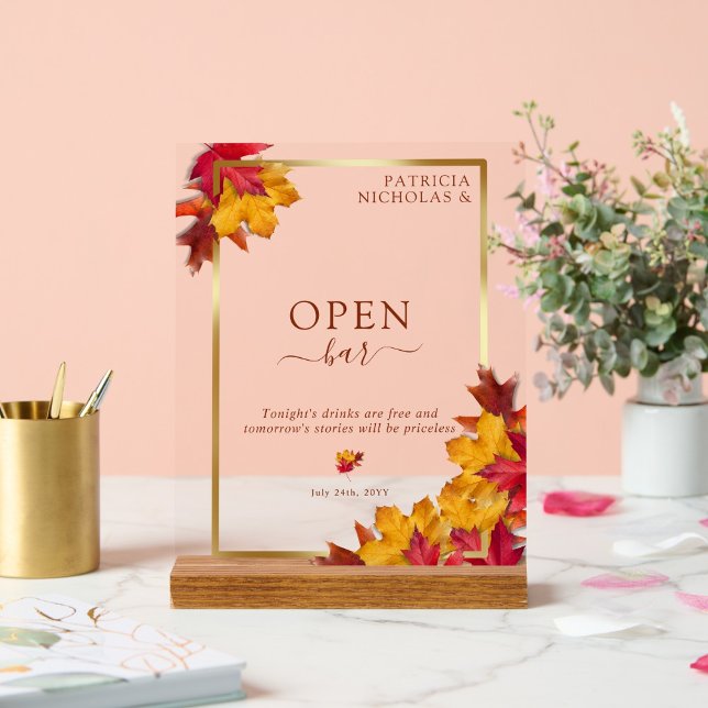 Panneau En Acrylique Cadre Or élégant et charme d'automne rustique Open (Créateur téléchargé)