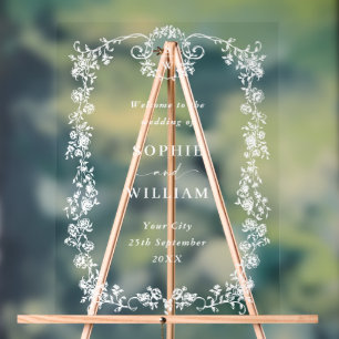 Panneau En Acrylique Cadre Vintage Orné Bohème Mariage ACCUEIL