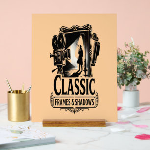 Panneau En Acrylique Cadres Classiques & Ombres Cinéma Vintage Noir Acr