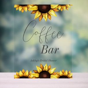 Panneau En Acrylique Café Bar Sunflower Fête des mariées Mariage