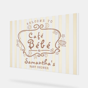 Panneau En Acrylique Café Bébé French Mocca Mousse Baby shower Bienvenu