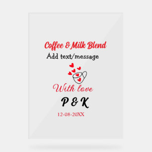 Panneau En Acrylique Café & lait mélange amour couple café coeur rouge 
