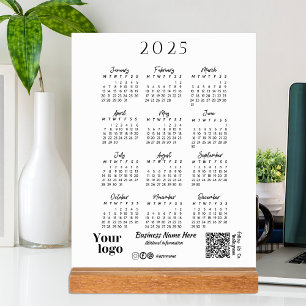 Panneau En Acrylique Calendrier 2025 Année Typographie de script blanc