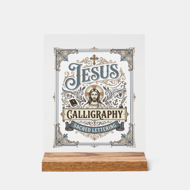 Panneau En Acrylique Calligraphie de Jésus Lettrage sacré Calligraphie  (Recto)