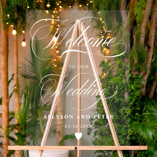 Panneau En Acrylique calligraphie écriture blanche mariage accueil