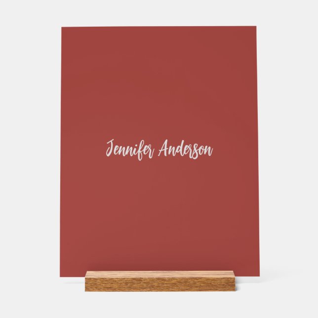 Panneau En Acrylique Calligraphie Élégante brique personnalisée Rouge (Recto)