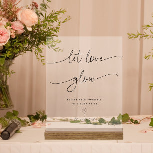 Panneau En Acrylique Calligraphie Laisser l'amour Mariage luisant Bâton