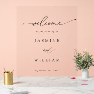 Panneau En Acrylique Calligraphie Simple Elégant Mariage Bienvenue -Noi
