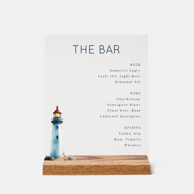 Panneau En Acrylique Calm Gray Minimalist Lighthouse Menu (Recto)
