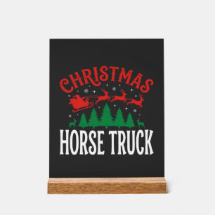 Panneau En Acrylique Camion à chevaux de Noël Père Noël traîneau