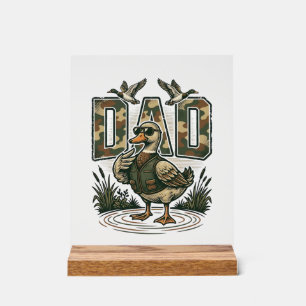 Panneau En Acrylique Camo Duck Papa Design de T-Shirt avec Gravure Vint