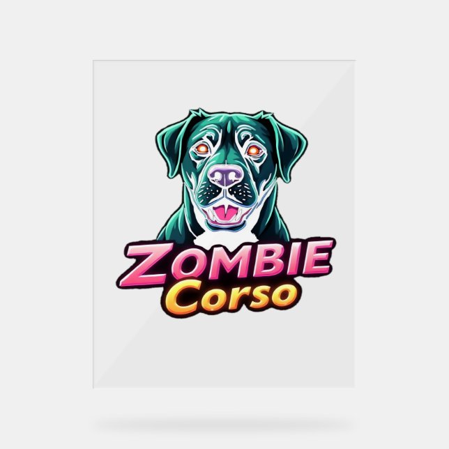 Panneau En Acrylique Cane Corso Italien Mastiff Chien Zombie Halloween  (Recto)