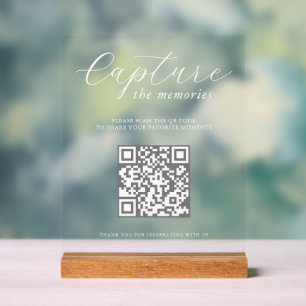 Panneau En Acrylique Capturez les souvenirs Code QR de photo de mariage