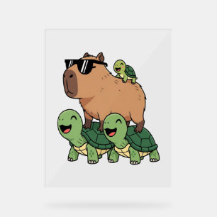 Panneau En Acrylique Caravane de tortue Capybara, Funny Capybara