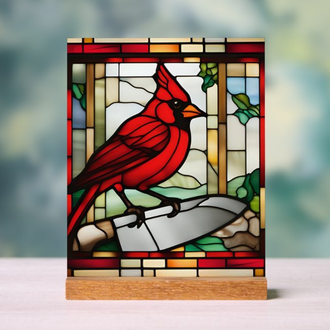 Panneau En Acrylique Cardinal de protection inspiré du vitrail (Neutre)