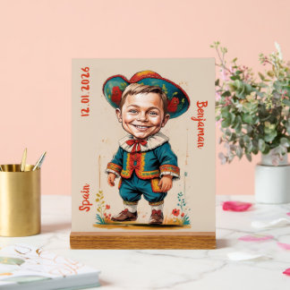 Panneau En Acrylique Caricature personnalisée de l'enfant en tenue espa