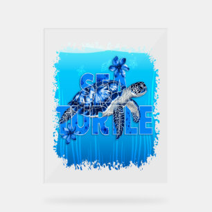 Panneau En Acrylique Carré de la mer bleue de tortue