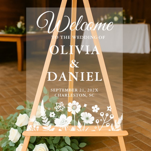 Panneau En Acrylique Carte d'accueil du Fleur sauvage Whimsical (Créateur téléchargé)