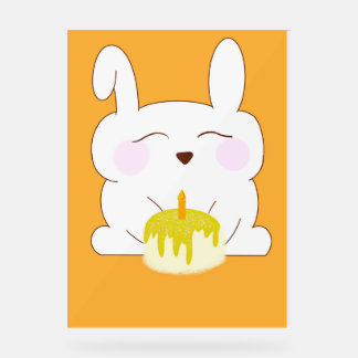 Panneau En Acrylique Carte d'Anniversaire de Bunny mignonne
