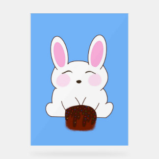 Panneau En Acrylique Carte d'Anniversaire de Bunny mignonne