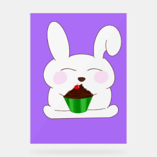 Panneau En Acrylique Carte d'Anniversaire de Bunny mignonne