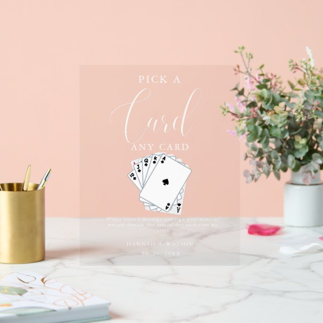 Panneau En Acrylique Carte de jeu moderne Mariage Livre d'or Signe (Mariage)