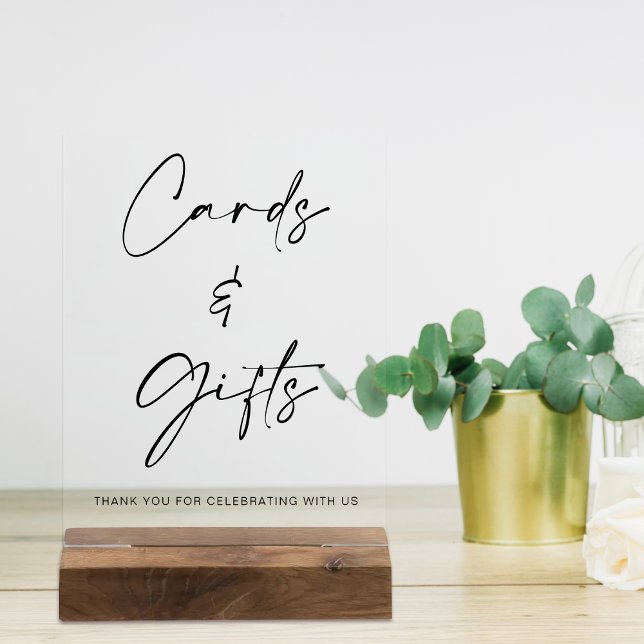 Panneau En Acrylique Carte de mariage et tableau cadeau moderne simple (Simple Modern Wedding Cards and Gifts Table Acrylic Sign)