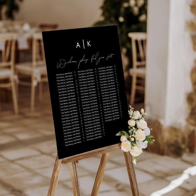 Panneau En Acrylique Carte de siège en acrylique noire (Créateur téléchargé)