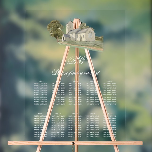 Panneau En Acrylique Carte de siège Mariage Monogramme traditionnel de  (Neutre)