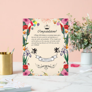 Panneau En Acrylique Carte de voeux pour le 80e anniversaire de Melinda