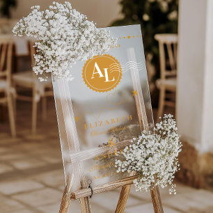 Panneau En Acrylique Carte d'embarquement Destination Mariage Cosmique