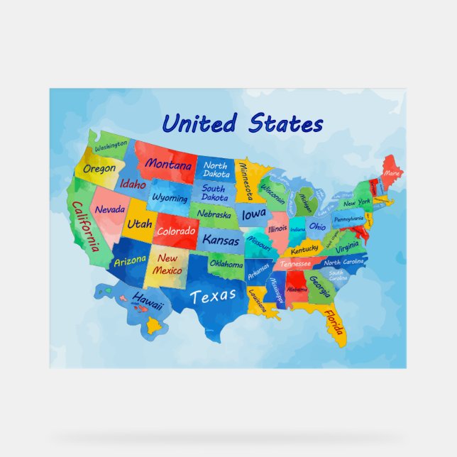 Panneau En Acrylique Carte des USA (Recto)