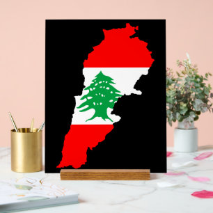 Panneau En Acrylique Carte du Liban avec drapeau