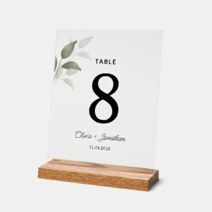 Panneau En Acrylique Carte Feuille Mariage Aquarelle verte