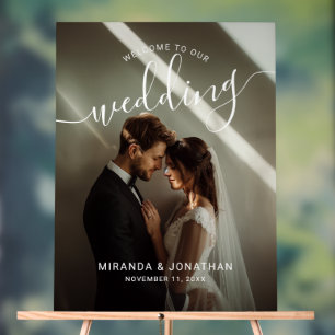 Panneau En Acrylique Carte Photo Mariage personnalisée 'Welcome'