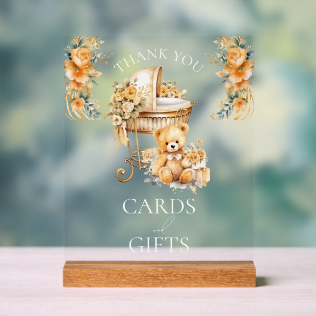 Panneau En Acrylique Cartes & Cadeaux Chic Beige & Or (Neutre)