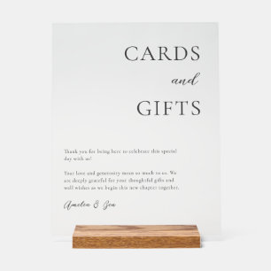 Panneau En Acrylique Cartes Cadeaux Table Merci Elégant Noir Blanc