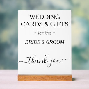 Panneau En Acrylique Cartes de mariage Cadeaux Blanc Noir Typographie