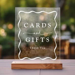 Panneau En Acrylique Cartes de mariage et cadeaux à cadre ondulé blanc