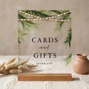 Panneau En Acrylique Cartes de mariage et cadeaux de lumières de palmie
