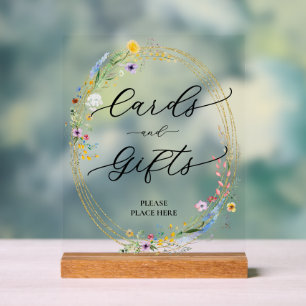 Panneau En Acrylique Cartes de Mariage et Cadeaux Fleurs Sauvages Chic