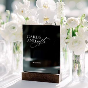 Panneau En Acrylique Cartes de mariage et cadeaux noirs élégants Enseig