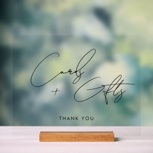 Panneau En Acrylique Cartes de script minimes + Cadeaux Mariage noir (Neutre)